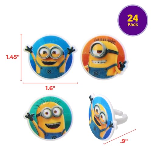 DecoPac Minions Cupcake Rings, 24 Despicable Me™ Cupcake Decorations, Phil, Carl and Bob - 24 Pack - Image 3