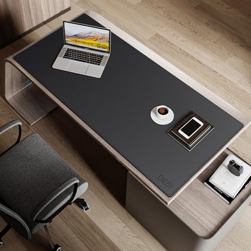 Cacoy 51" x 24" Leather Desk Mat, Office Desk Blotters, Large Computer Gaming Mouse Pad XXL, Waterproof PU Leather Laptop Table Cover Protector, Executive Desktop Accessories (Black) - Image 4