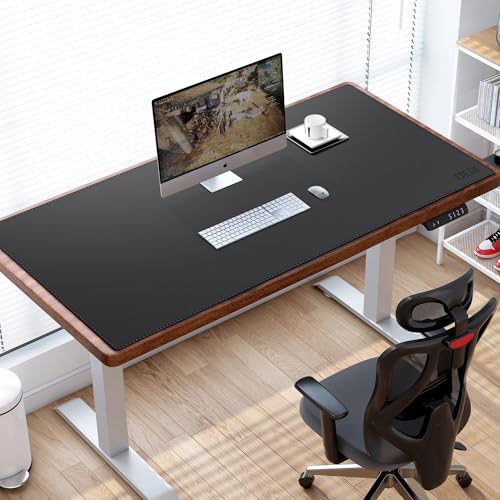 Cacoy 51" x 24" Leather Desk Mat, Office Desk Blotters, Large Computer Gaming Mouse Pad XXL, Waterproof PU Leather Laptop Table Cover Protector, Executive Desktop Accessories (Black) - Image 2