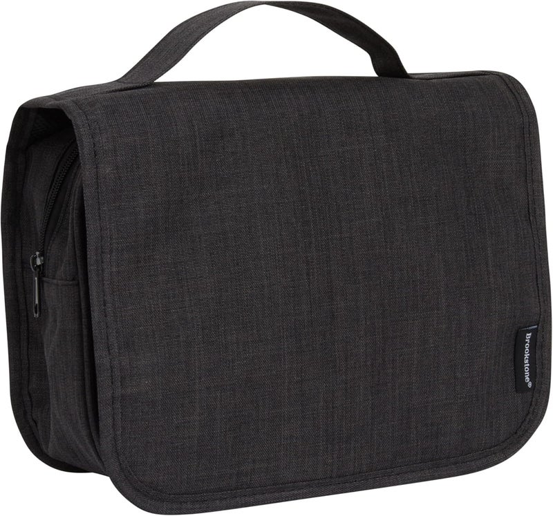 حقيبة مستلزمات السفر من بروكستون مع خطاف للتعليق - حقيبة مستلزمات كبيرة متعددة الوظائف للسفر، الطائرات، القطارات، الحافلات، والسيارات، سوداء