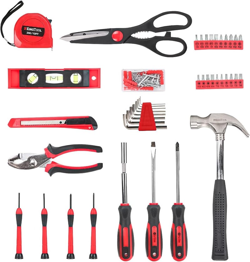 KingTool Home Repair Tool Kit - 149 Pieces Basic Home Repair Tool Set, General Mechanic Tool Set, General Household Tool Kit with Plastic Toolbox, Perfect for Homeowner, Office & College Repairs - Image 3
