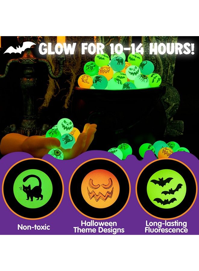 JOYIN 72 Halloween Glow In The Dark Bouncing Balls Halloween Theme Designs Bouncy Balls For Halloween Party Favor Supplies School Classroom Game Rewards Trick Or Treating Goodie - Image 4