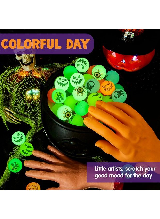 JOYIN 72 Halloween Glow In The Dark Bouncing Balls Halloween Theme Designs Bouncy Balls For Halloween Party Favor Supplies School Classroom Game Rewards Trick Or Treating Goodie - Image 5