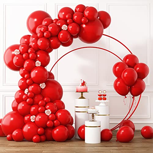 RUBFAC Red Balloons Different Sizes 105pcs 5101218 Inches for Garland Arch Gender Reveal Latex Balloons for Birthday Wedding Valentines Day Baby Shower Graduation Party Christmas Decoration - Image 1