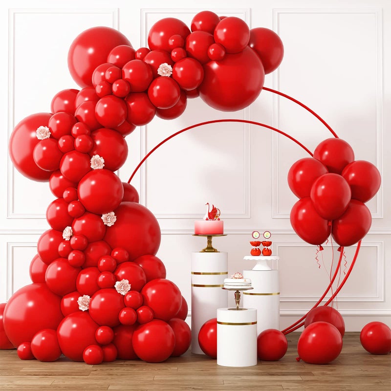 RUBFAC Red Balloons Different Sizes 105pcs 5101218 Inches for Garland Arch Gender Reveal Latex Balloons for Birthday Wedding Valentines Day Baby Shower Graduation Party Christmas Decoration - Image 2