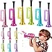 Poen 12 Pcs Toy Trumpet Kids Mini Metallic Trumpet Parties Musical Blow Horn Instruments Plastic Noise Makers for Kids Events Party Favors Music Class Stage Props 7 Inch Easter DayColorful - Image 2