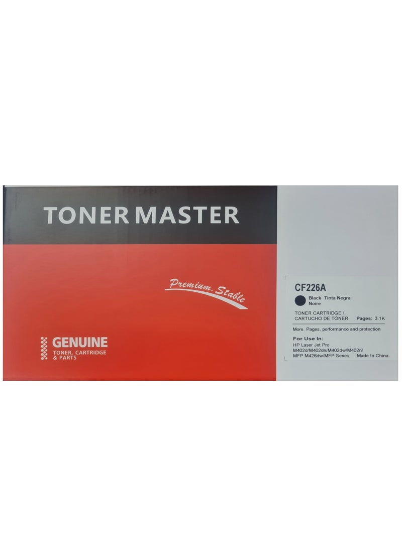 TONER MASTER Laser Toner Cartridge 26A CF226A For compatible HP M402n/M402dn/M402dw/M426fdw/M426fdn Black. - Image 1