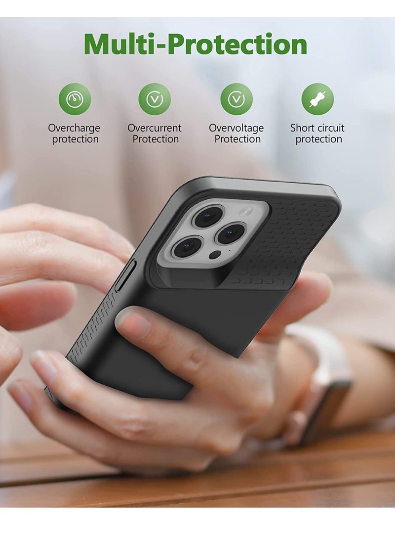 Gravity "iPhone /14 Pro Battery Case - 4500mAh Ultra-Slim Rechargeable Charging Case with Screen Protector, Portable Protective Power Pack (6.1 inch) - Black" - Image 3