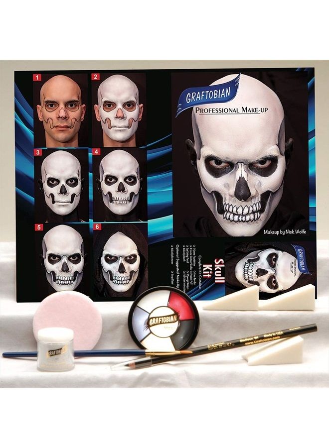 Graftobian طقم مكياج جمجمة - مجموعة مكياج هيكل عظمي للأزياء، الكوسبلاي، والهالوين - Image 1