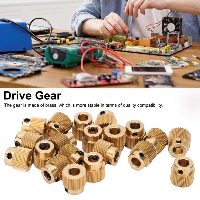 Brass Gear 40 Teeth Drive 11mm x 11mm For 3D Printer Smooth Transmission Pack of 20 - Image 5