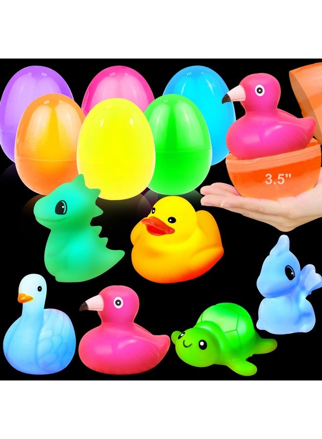 AMENON 6 Pack 3.5" Large Easter Eggs Filled with Light Up Animal Floating Bath Toys, Plastic Easter Eggs with Dinosaur, Duck Toys Inside for Kids Toddlers Easter Basket Stuffers Fillers Gift Party Favors - Image 1