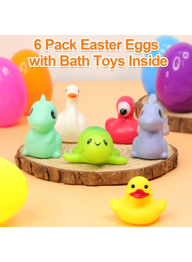 AMENON 6 Pack 3.5" Large Easter Eggs Filled with Light Up Animal Floating Bath Toys, Plastic Easter Eggs with Dinosaur, Duck Toys Inside for Kids Toddlers Easter Basket Stuffers Fillers Gift Party Favors - Image 5