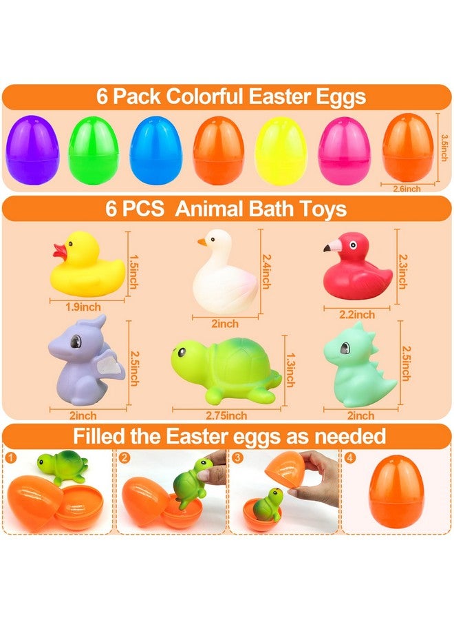 AMENON 6 Pack 3.5" Large Easter Eggs Filled with Light Up Animal Floating Bath Toys, Plastic Easter Eggs with Dinosaur, Duck Toys Inside for Kids Toddlers Easter Basket Stuffers Fillers Gift Party Favors - Image 3