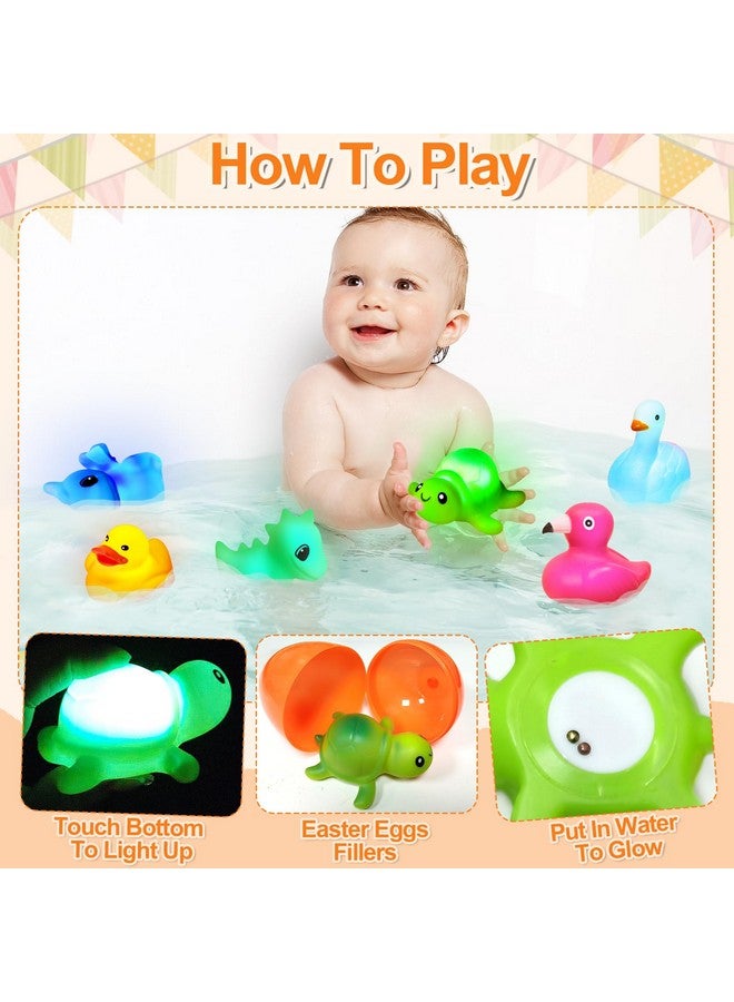 AMENON 6 Pack 3.5" Large Easter Eggs Filled with Light Up Animal Floating Bath Toys, Plastic Easter Eggs with Dinosaur, Duck Toys Inside for Kids Toddlers Easter Basket Stuffers Fillers Gift Party Favors - Image 4