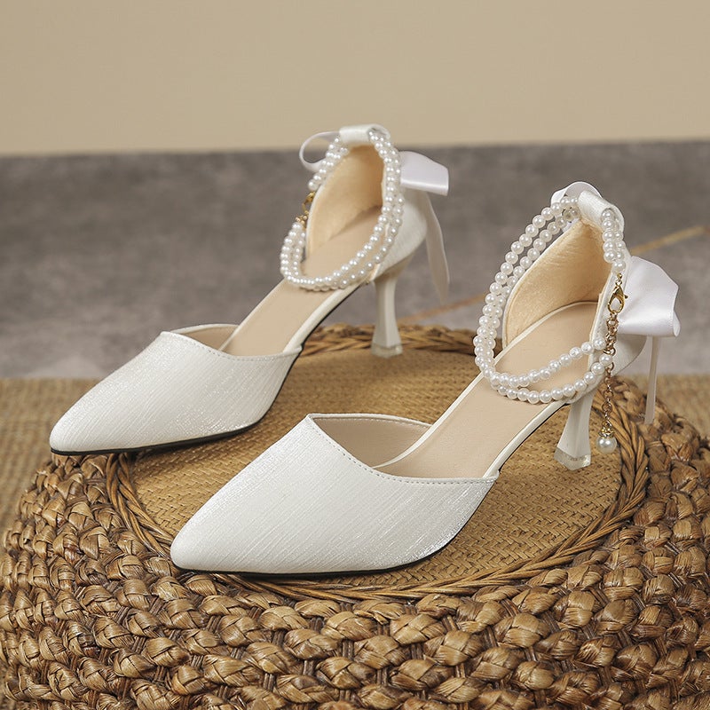 High Heels Women'S Stiletto Heels Summer Bag Heel Pointed Toe Fashion Shoes With Skirt French Toe Sandals - Image 1