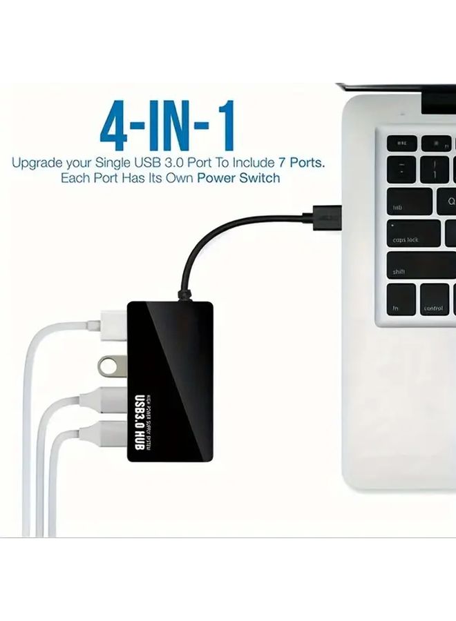 1 قطعة، محور USB 3.0 4 في 1، فائق النحافة والاكتناز، محطة شحن سريع، متوافق مع USB C وUSB A، قابس وتشغيل، محول متعدد المنافذ لأجهزة الكمبيوتر المحمولة والهواتف الذكية والأجهزة اللوحية وأجهزة الكمبيوتر المكتبية والمنزل والمكتب. - Image 3