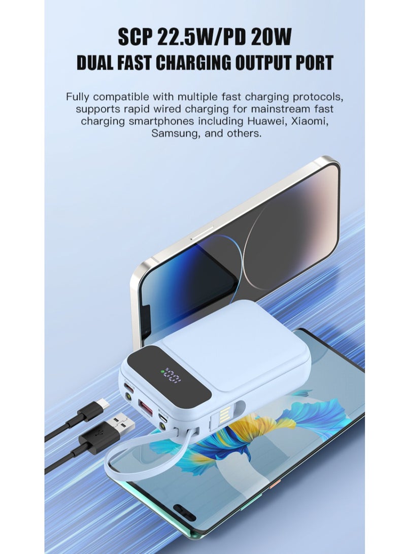 10000mAh Powerbank, Super Fast Charging Output, Intelligent Digital Display, Come with 4 Built-in-cables, 3Inputs & 5Outputs Ports, Emergency LED Light - Purple  - Image 5