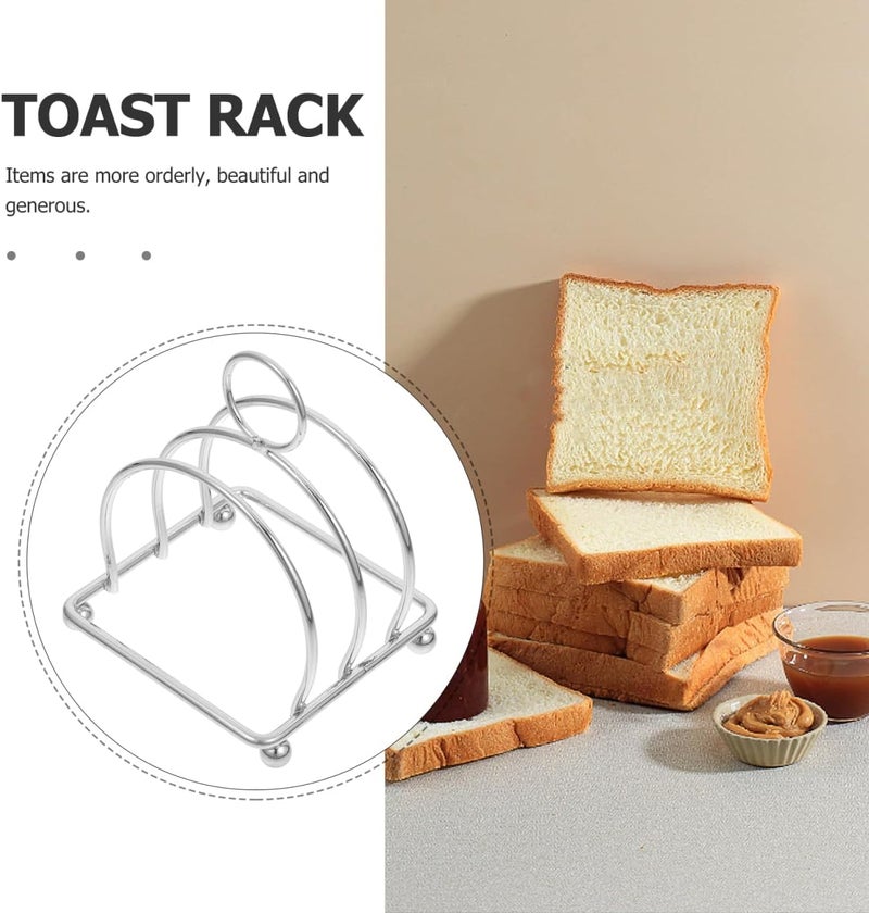 Hemoton Stainless Steel Toast Rack Holder – Multi-Functional Bread Organizer for Slices, Books, Recipes – Space-Saving Countertop Kitchen Storage Rack, 4.09"X3.18"X3.18", Silver - Image 4
