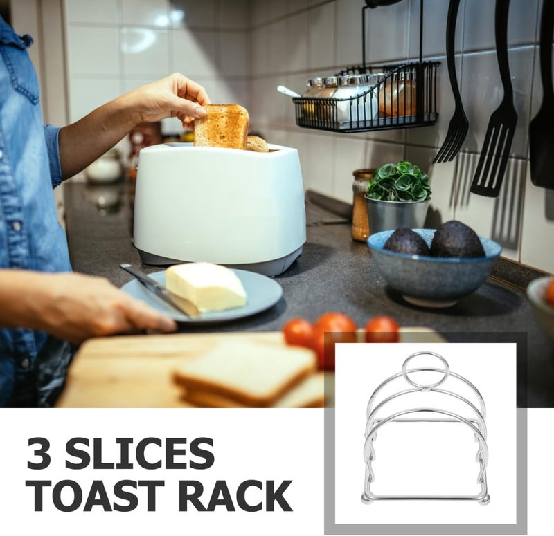 Hemoton Stainless Steel Toast Rack Holder – Multi-Functional Bread Organizer for Slices, Books, Recipes – Space-Saving Countertop Kitchen Storage Rack, 4.09"X3.18"X3.18", Silver - Image 5
