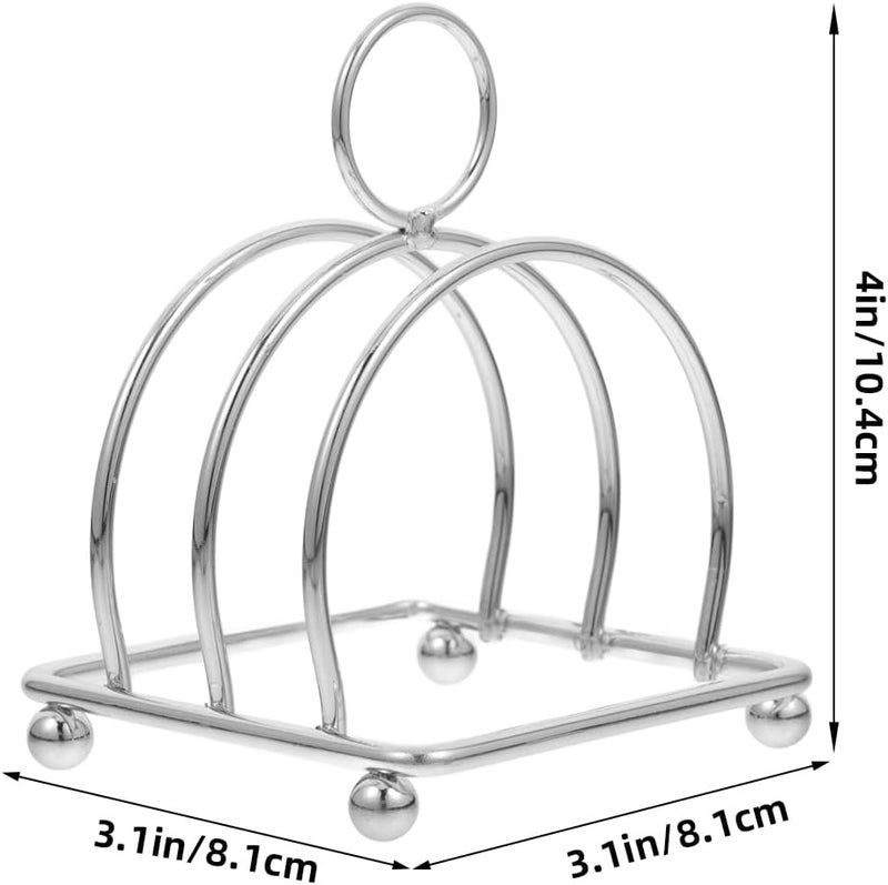 Hemoton Stainless Steel Toast Rack Holder – Multi-Functional Bread Organizer for Slices, Books, Recipes – Space-Saving Countertop Kitchen Storage Rack, 4.09"X3.18"X3.18", Silver - Image 3