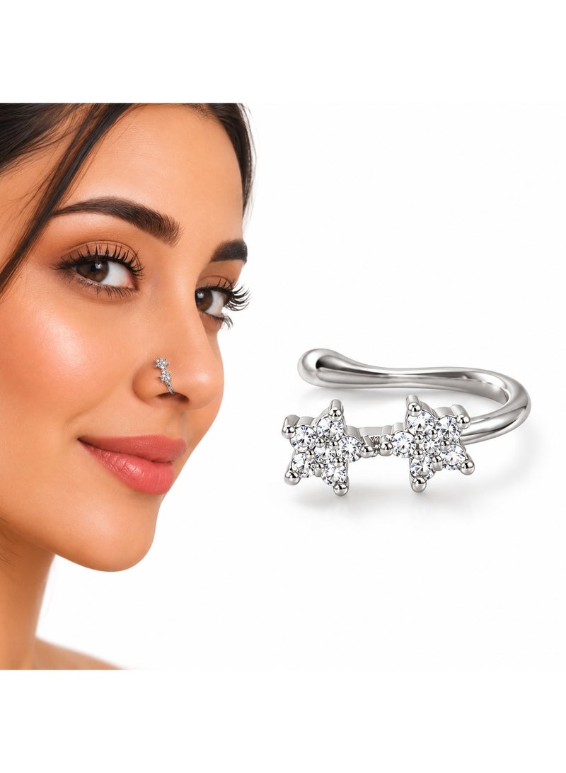 veya ELEGANT FLOWER FAUX NOSE RING – NO PIERCING NEEDED - Image 1