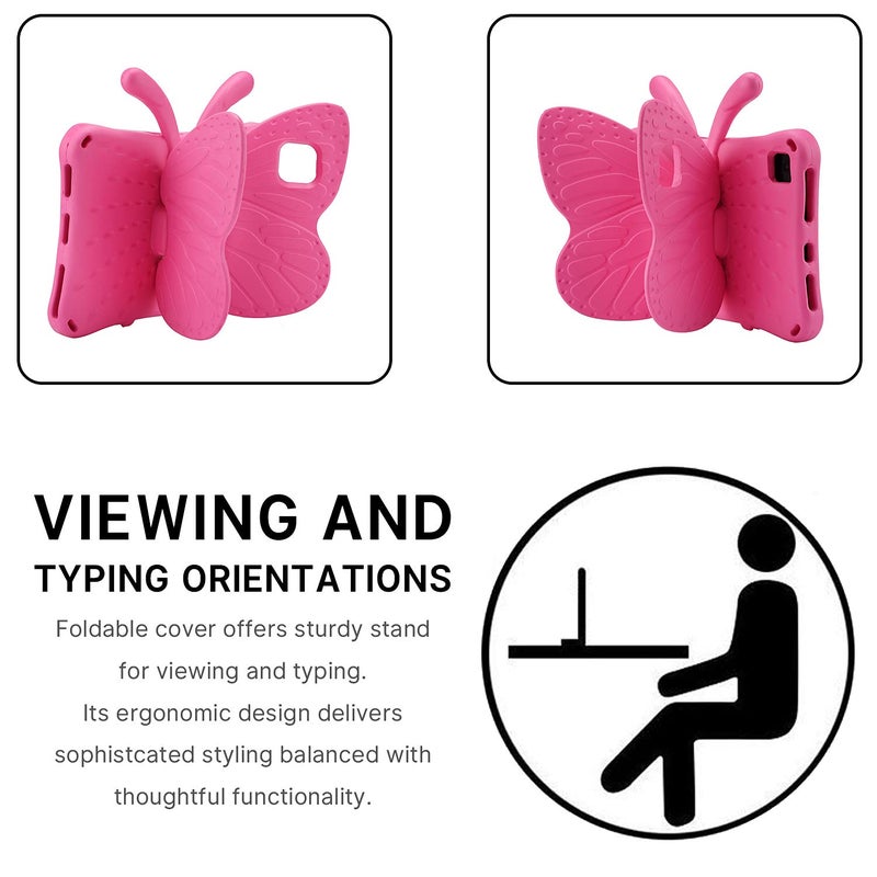 Simicoo iPad 11th 10th Generation Kids Case Cute Butterfly Tablet Cover with Stand for Kids Girl iPad 10 10.9'' 11 inch 2022 2025 Light EVA Durable Shockproof Kid Friendly Drop Proof Toddler (Rose) - Image 5