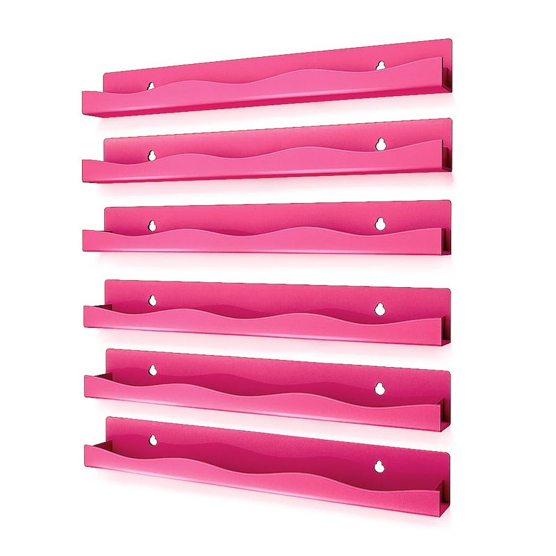 YMVV 6 Pack Nail Polish Wall Mounted Shelf,15 Inch Nail Polish Floating Shelves for 66-90 Bottles Multi-Purpose,Ideal Gift, Great Display for Salons Retailers,Dark Pink - Image 1