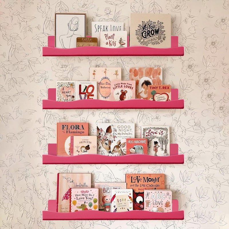 YMVV 6 Pack Nail Polish Wall Mounted Shelf,15 Inch Nail Polish Floating Shelves for 66-90 Bottles Multi-Purpose,Ideal Gift, Great Display for Salons Retailers,Dark Pink - Image 5