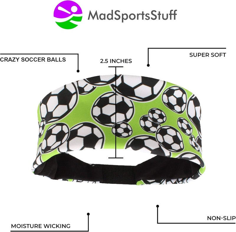 MadSportsStuff Crazy Soccer Headband with Soccer Ball Logos - Image 4