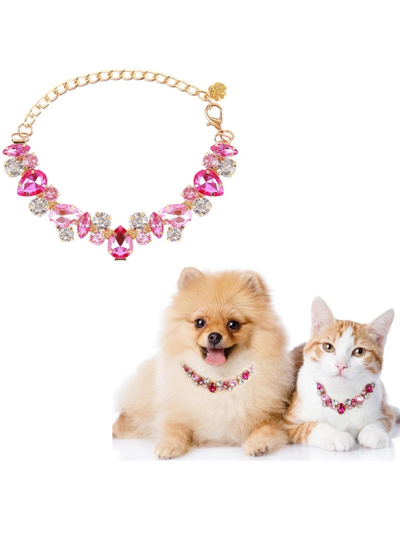 Innoshine Pet Jewelry Necklace Collar with Crystal Gemstone Fashion Diamond Necklace For Cat and small Dogs Adjustable Pet Collar for Wedding and Party - Image 1