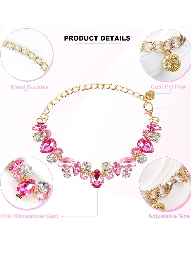 Innoshine Pet Jewelry Necklace Collar with Crystal Gemstone Fashion Diamond Necklace For Cat and small Dogs Adjustable Pet Collar for Wedding and Party - Image 2