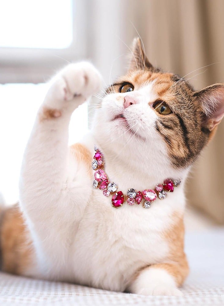 Innoshine Pet Jewelry Necklace Collar with Crystal Gemstone Fashion Diamond Necklace For Cat and small Dogs Adjustable Pet Collar for Wedding and Party - Image 4