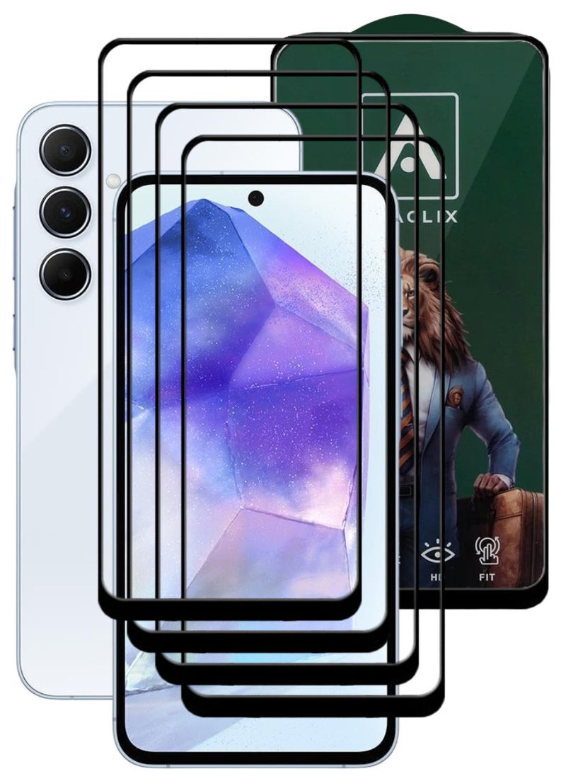 ACLIX 4 Pieces Antistatic ESD Dustproof Premium Quality High Definition Tempered Glass Screen Protector Designed For Samsung Galaxy A55 - Image 1