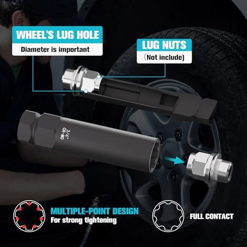 YEKEPRO 8-Piece Spline Lug Nut Removal Tool Kit - Master Key Set for Stripped Frozen Rusted Wheel Locks - Removing 5, 6, 7, 12 Spline & Hex Wheel Locks - Image 5