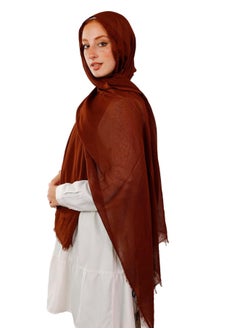 ماركة غير محددة طرحة قطن شاش 200*70 لون بني  - Image 2