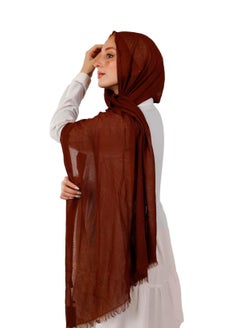 ماركة غير محددة طرحة قطن شاش 200*70 لون بني  - Image 3