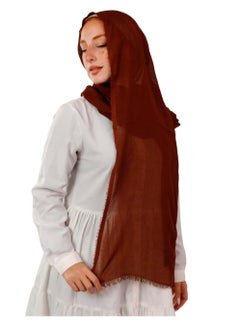 ماركة غير محددة طرحة قطن شاش 200*70 لون بني  - Image 4