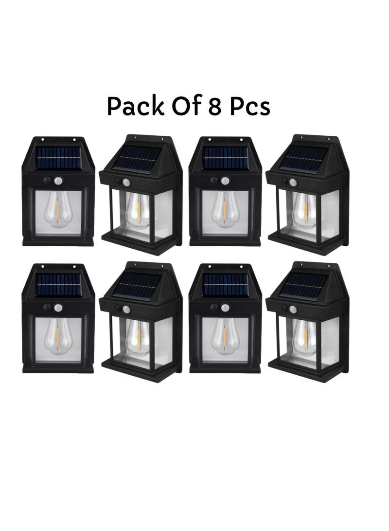 ELTRAZONE Pack Of 8 Pcs Solar Outdoor Light Solar Motion Sensor Security Lights With 3 Lighting Modes Wireless Solar Wall Lights Waterproof Solar Powered Bulb Lights For Garden Home And Garage Use Black - Image 1