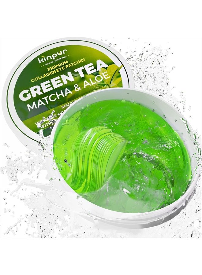 KINPUR ORGANIC COSMETICS Green Tea Under Eye Patches for Wrinkles and Eye Bags - Eye Masks for Dark Circles and Puffiness with Collagen, Hyaluronic Acid - Under Eye Mask for All Skin Types, 30 Pairs - Image 1