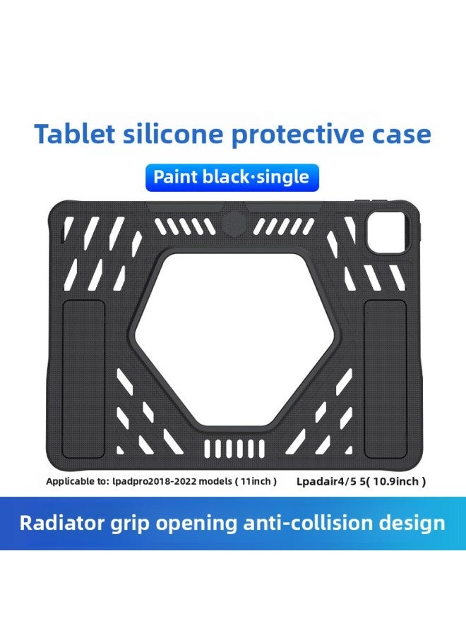 11 Inch Game Tablet Cooling Protective Case Compatible With 2022 IPad Pro Silicone Material Wireless Connection Handheld Game Console Accessories-Product Color:Silicone Flat Case-Black - Image 1