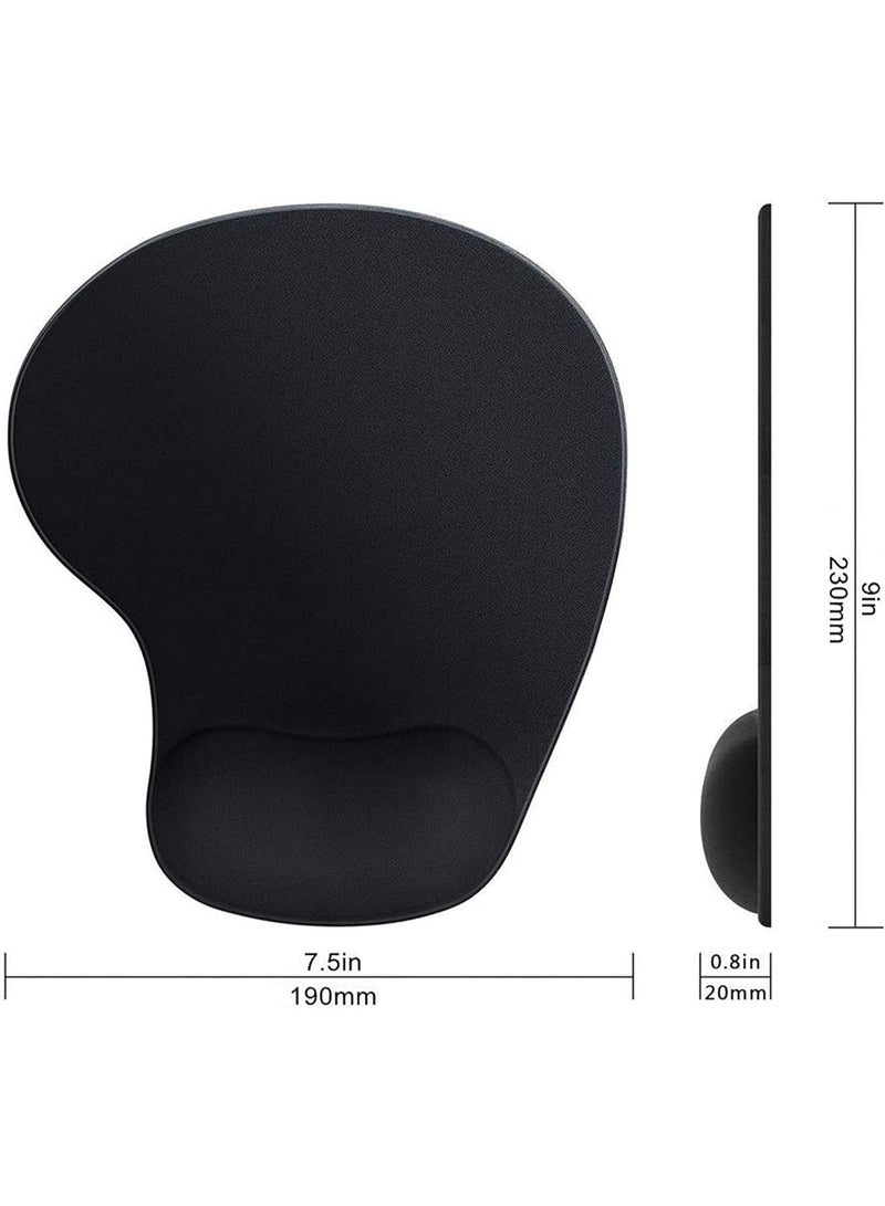 Ergonomic Mouse Pad with Gel Wrist Support – 14x21x2.5 cm, Anti-Slip Base, Comfort Design – Black - Image 2