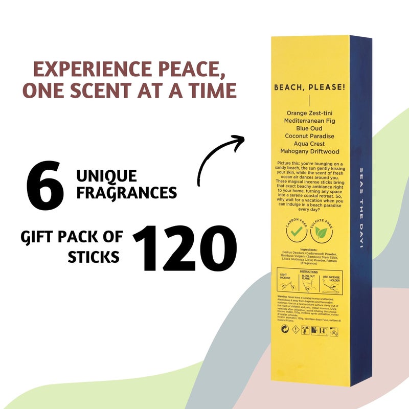Folkulture Incense Sticks (120 Sticks) | Set of 6 Premium Summer Incense Stick for Mediation, Aromatherapy,Gifts| No Charcoal, Organic, Non Toxic, 45 Mins, Long Burning Summer Scents Insence-Sticks - Image 2
