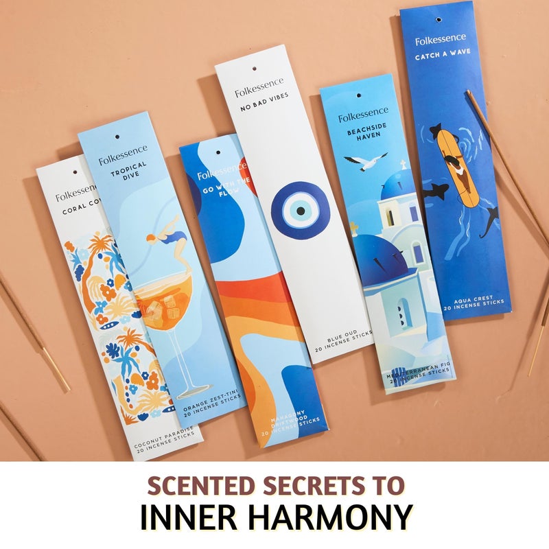 Folkulture Incense Sticks (120 Sticks) | Set of 6 Premium Summer Incense Stick for Mediation, Aromatherapy,Gifts| No Charcoal, Organic, Non Toxic, 45 Mins, Long Burning Summer Scents Insence-Sticks - Image 3