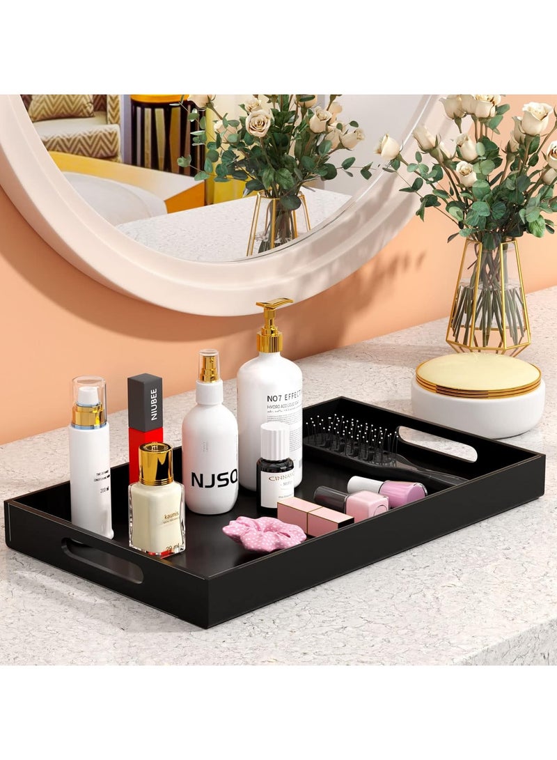 TPGP Acrylic Serving Tray 12x20 Inches -Spill Proof- Black Decorative Tray Organiser for Ottoman Coffee Table Countertop with Handles - Image 4