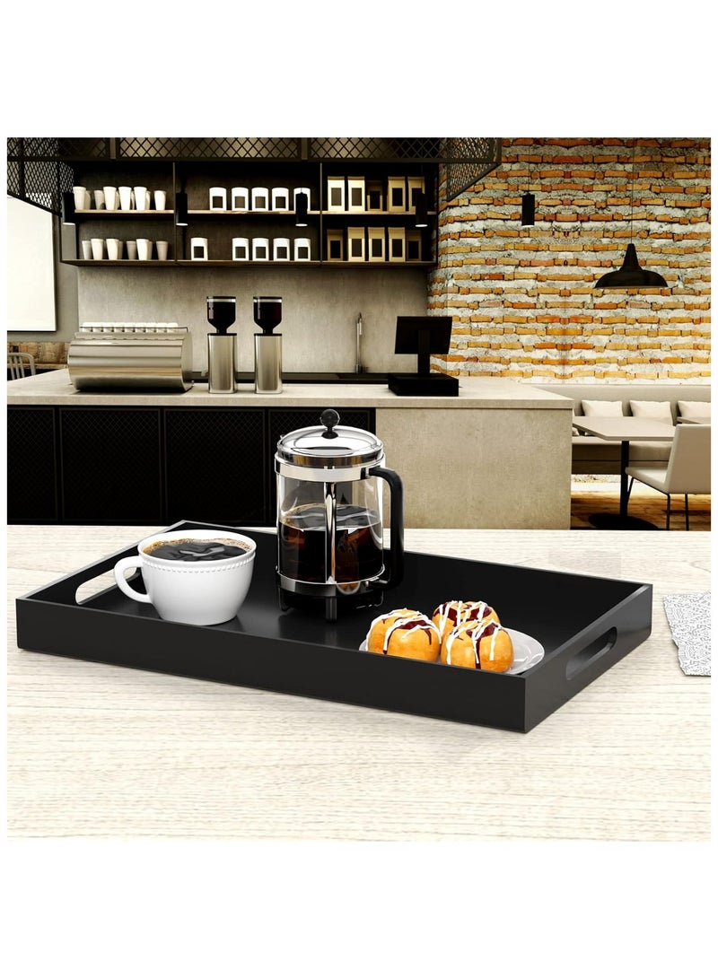 TPGP Acrylic Serving Tray 12x20 Inches -Spill Proof- Black Decorative Tray Organiser for Ottoman Coffee Table Countertop with Handles - Image 5