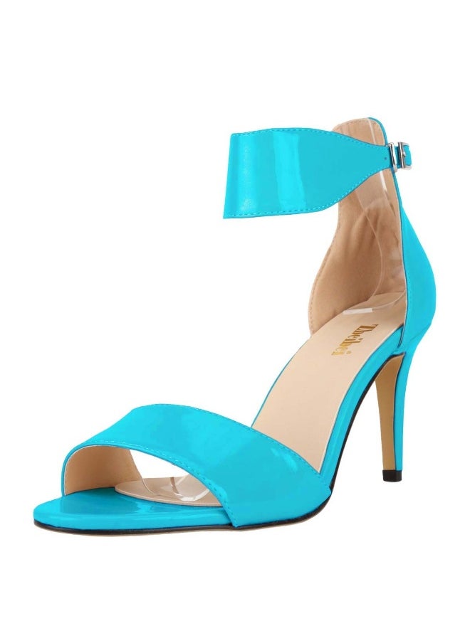 Loquat New summer simple open-toe stiletto high-heel shoes over 8cm Turquoise  - Image 2