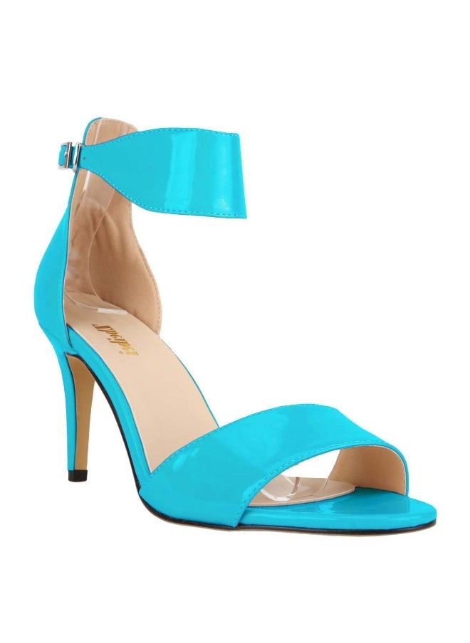 Loquat New summer simple open-toe stiletto high-heel shoes over 8cm Turquoise  - Image 1
