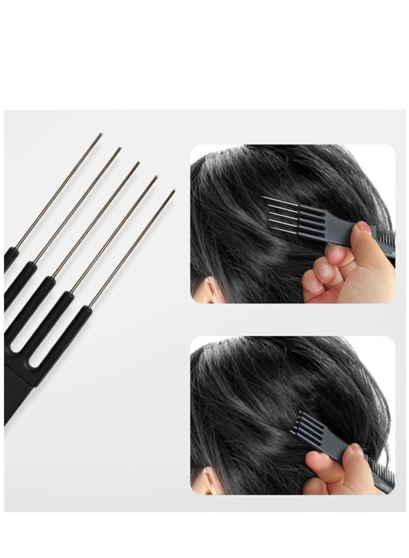Zikra 4 PACK Pick Teasing Combs Hair Brush Set Carbon Lift Triple Pin Rat Tail Comb, Nylon Bristle Hair Comb Brush for All Hair Types Barber Supplies - Image 4