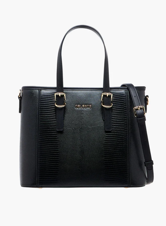 سيليست Women's Textured Tote Bag with Double Handles and Detachable Strap