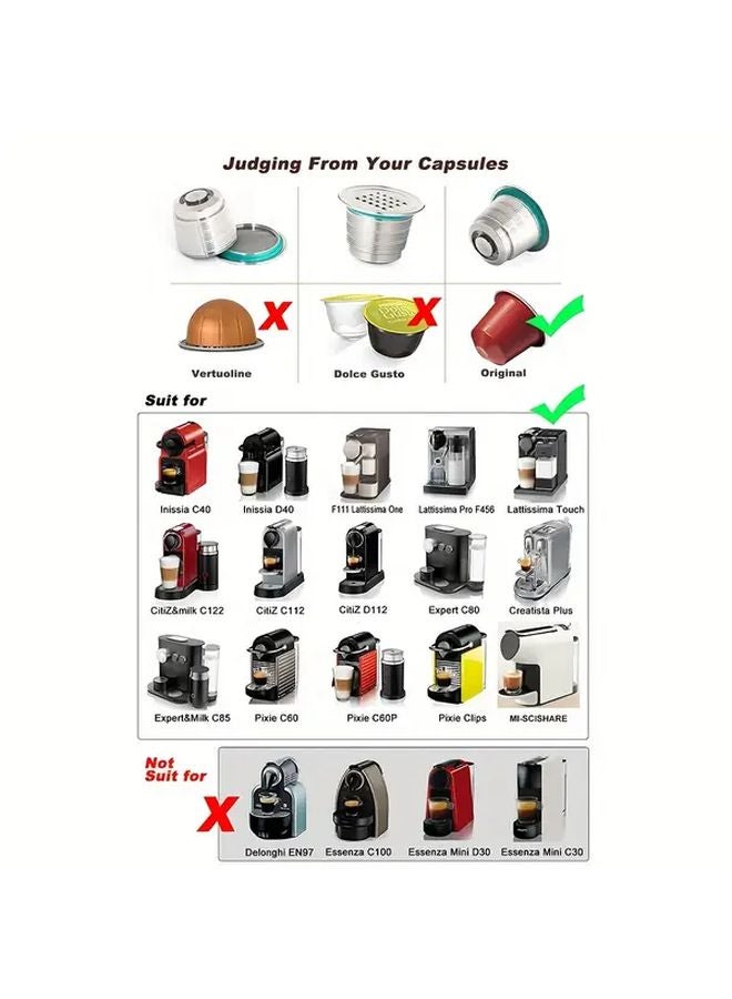 وارسات كبسولات قهوة قابلة لإعادة الاستخدام من الفولاذ المقاوم للصدأ مع ملصقات ختم رقائق معدنية - Image 5